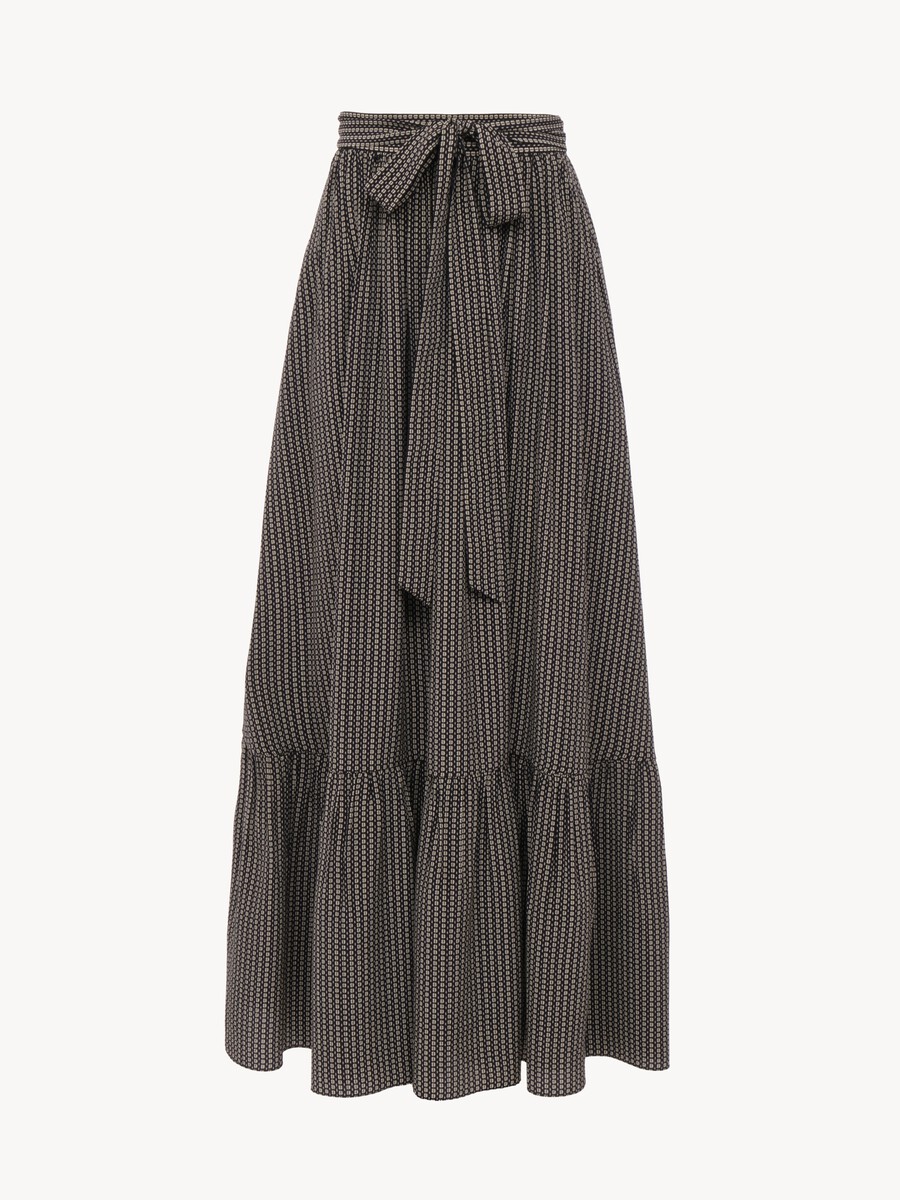 Gathered midi skirt in cr&ecirc;pe de chine - 1