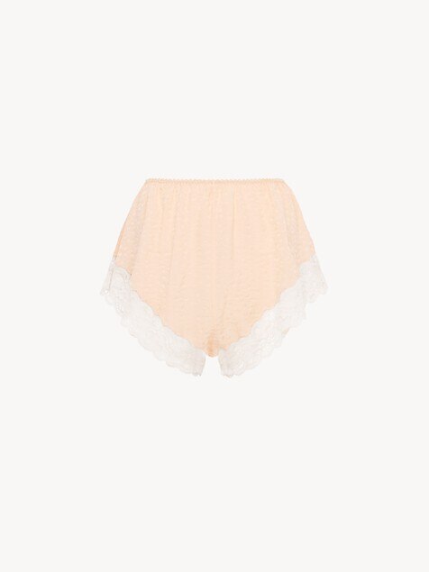 Lingerie shorts in silk jacquard & lace