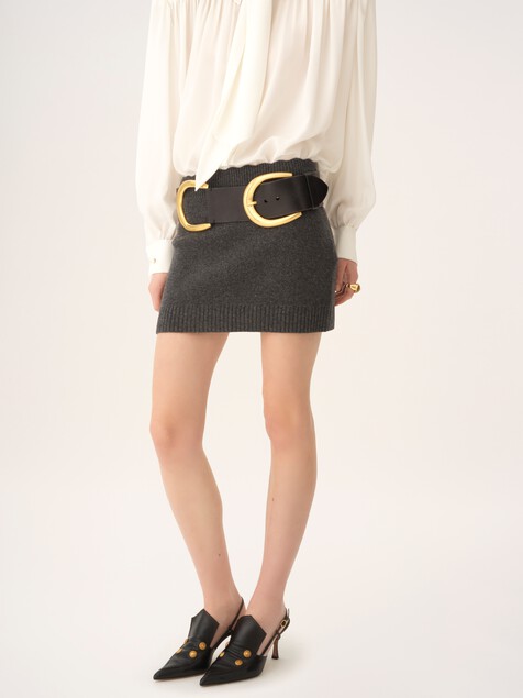 Fitted mini skirt in a wool & cashmere knit