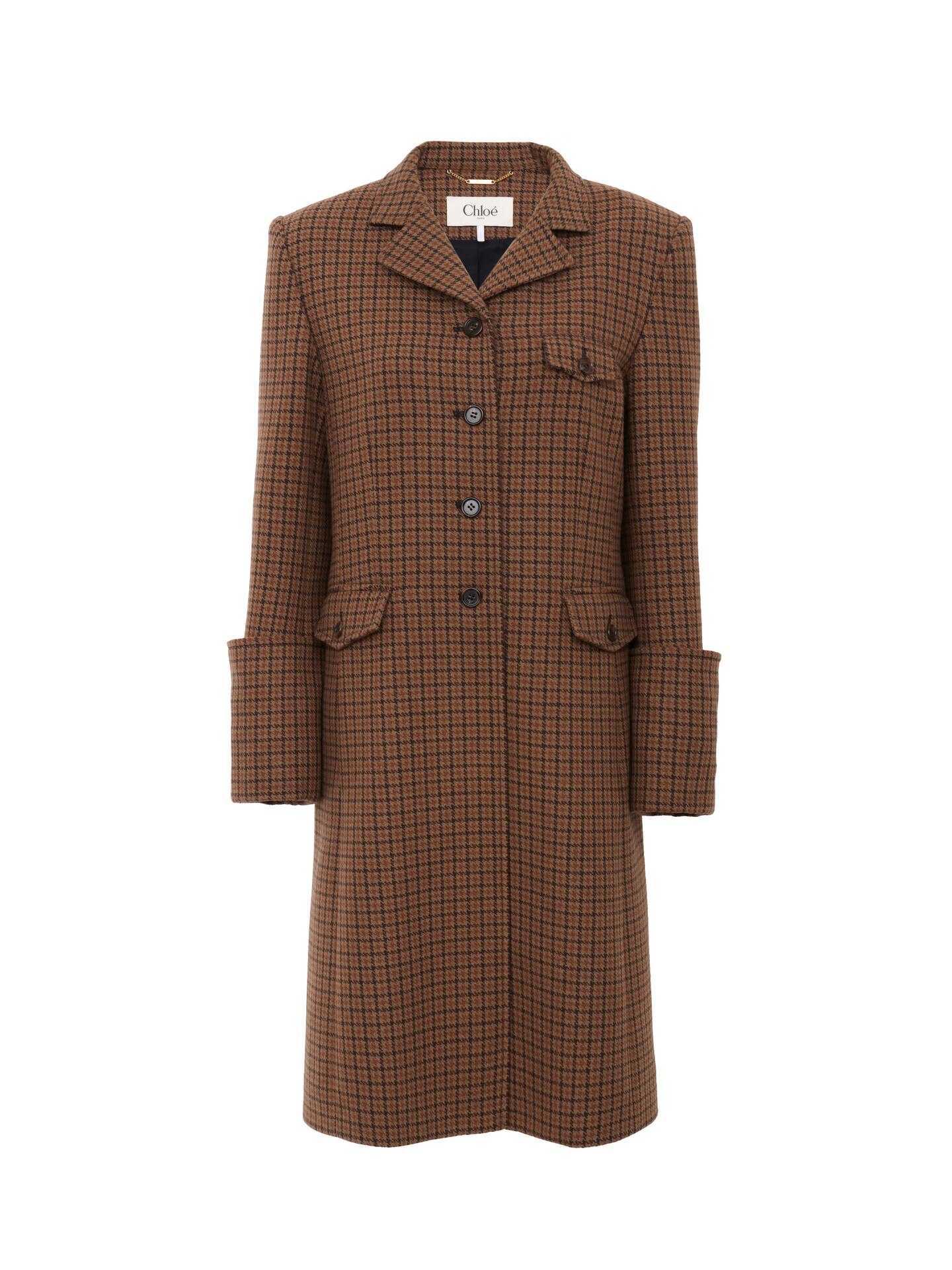Riding coat in houndstooth wool Red - Chloé