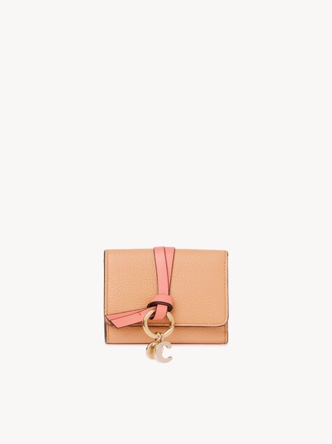 Mini Alphabet tri-fold in grained leather