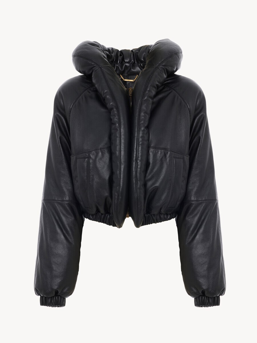 Short puffer jacket in leather - 2