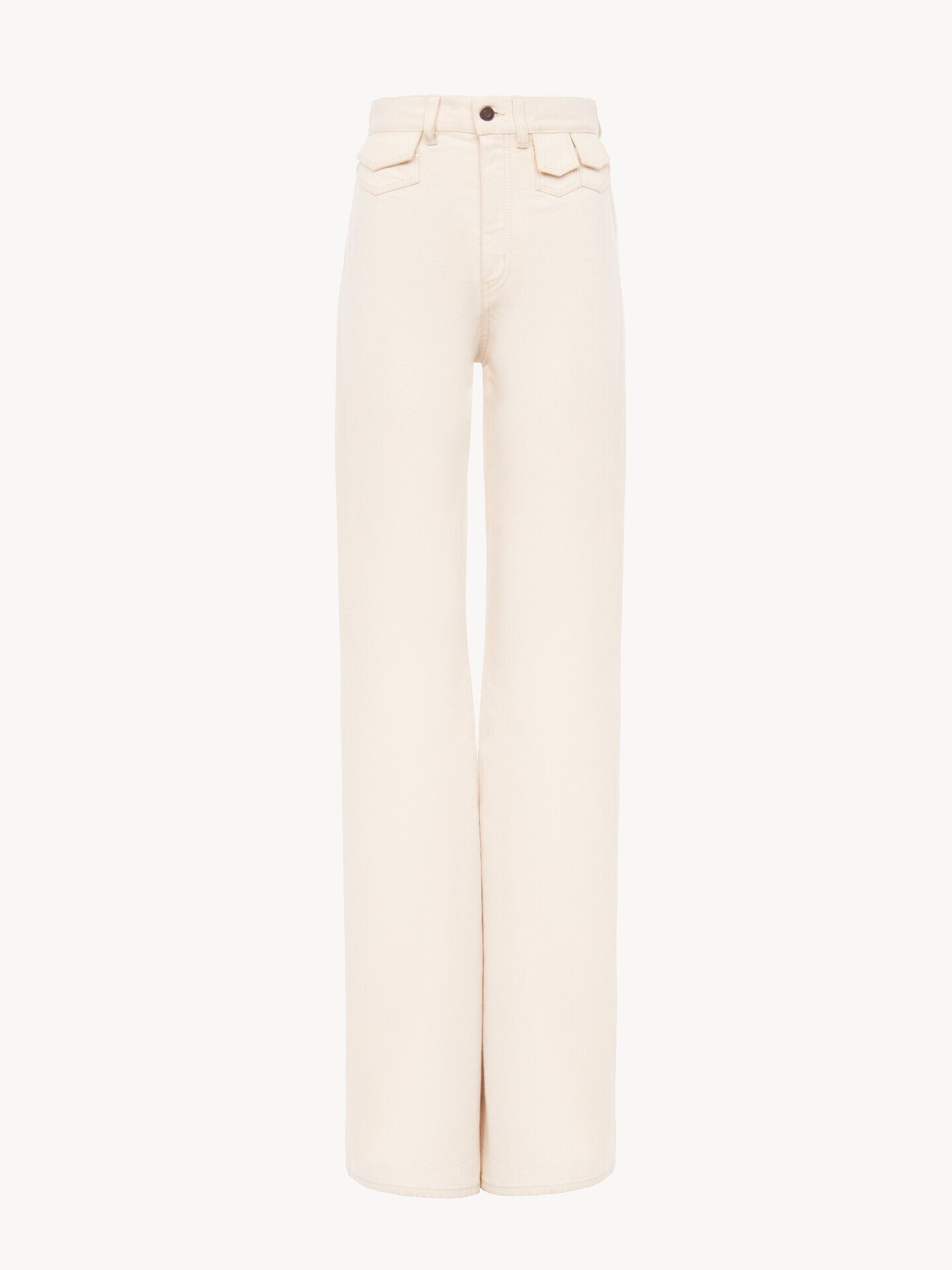 Jean taille haute &eacute;vas&eacute; en denim - 1