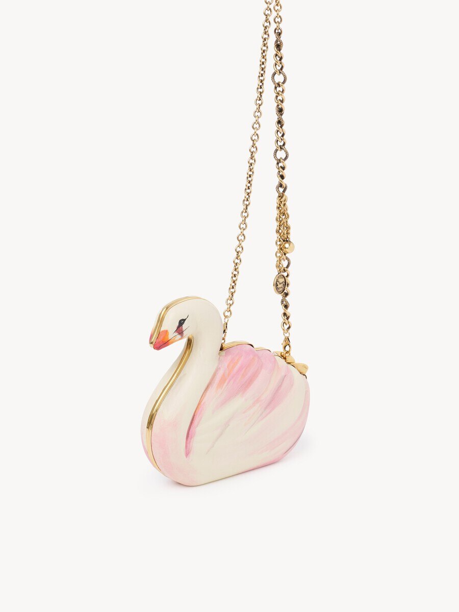 Chlo&eacute; Tropicus swan minaudi&egrave;re in hand-painted leather - 4