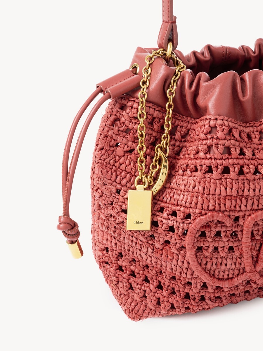 Mini Summer Banana drawstring shoulder bag in raffia - 7
