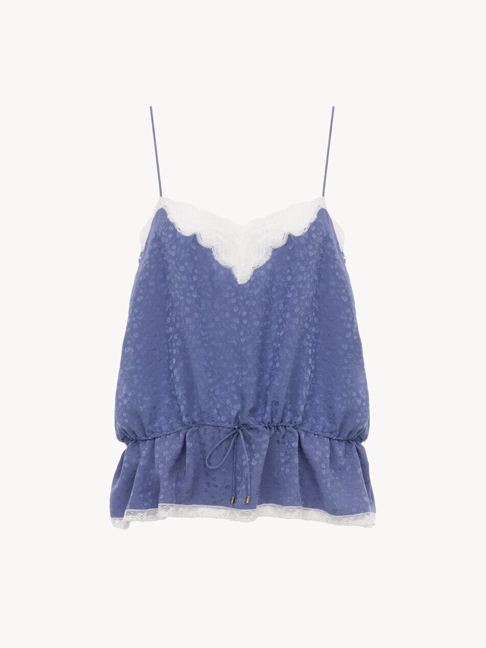 Camisole top in silk jacquard & lace - Packshot