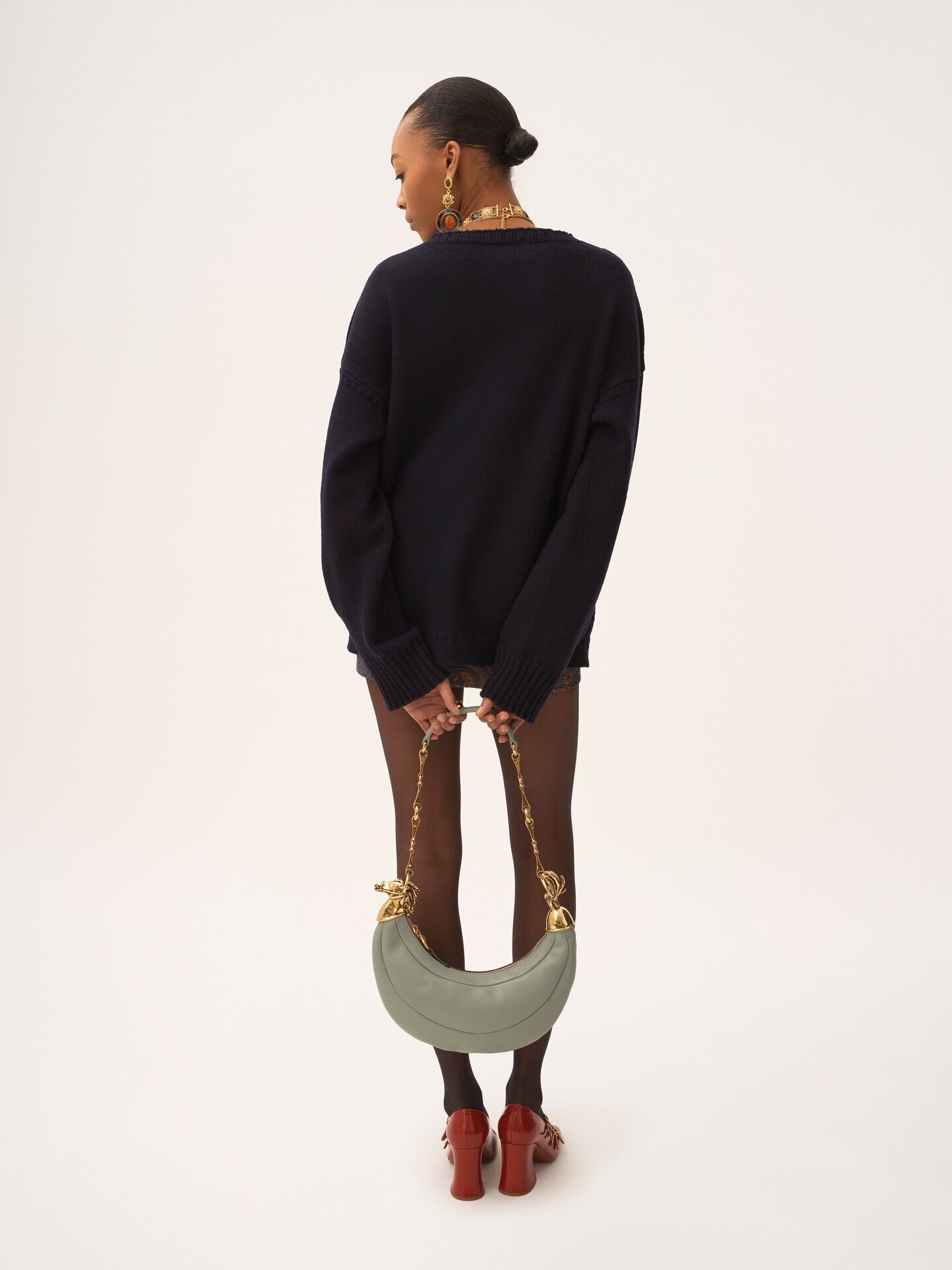 Pull en maille de laine et cachemire &agrave; logo - 5