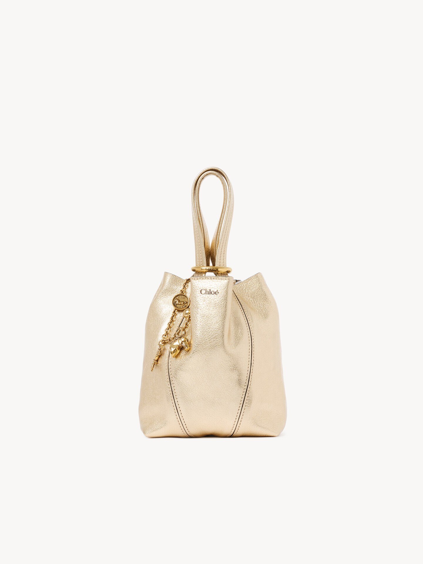 Kleine Chlo&eacute; Spin Tote Bag aus Leder in Metallic-Optik mit Pferdeanh&auml;ngern - 2