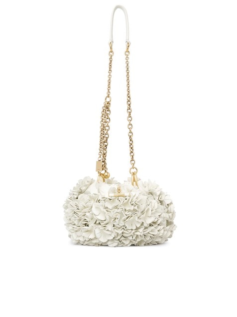 Chlo&eacute; Pliss&eacute; shoulder bag with chain in leather with flowers