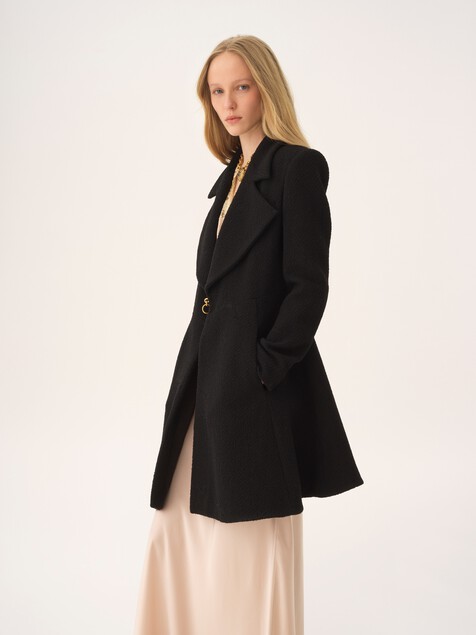 Manteau cavalier en laine bouclette