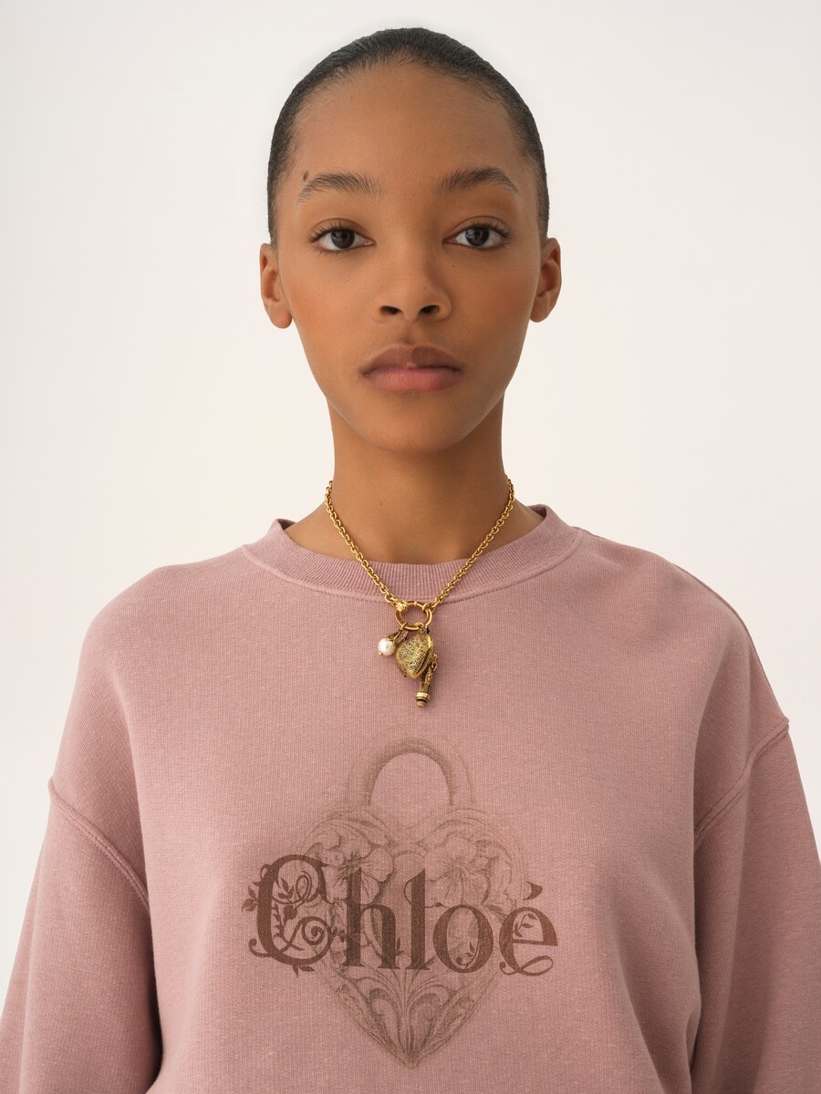 Oversized logo sweater in chin&eacute; fleece - 7