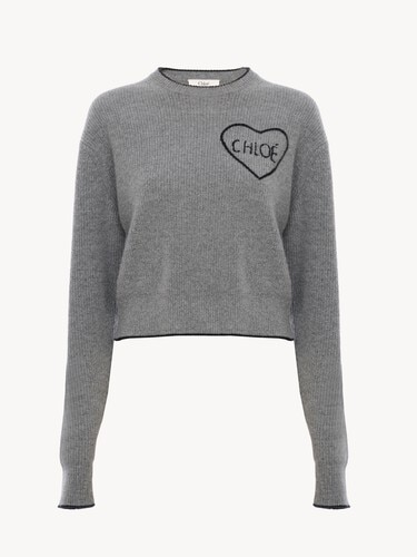 Cropped fitted logo jumper in a wool knit - 2