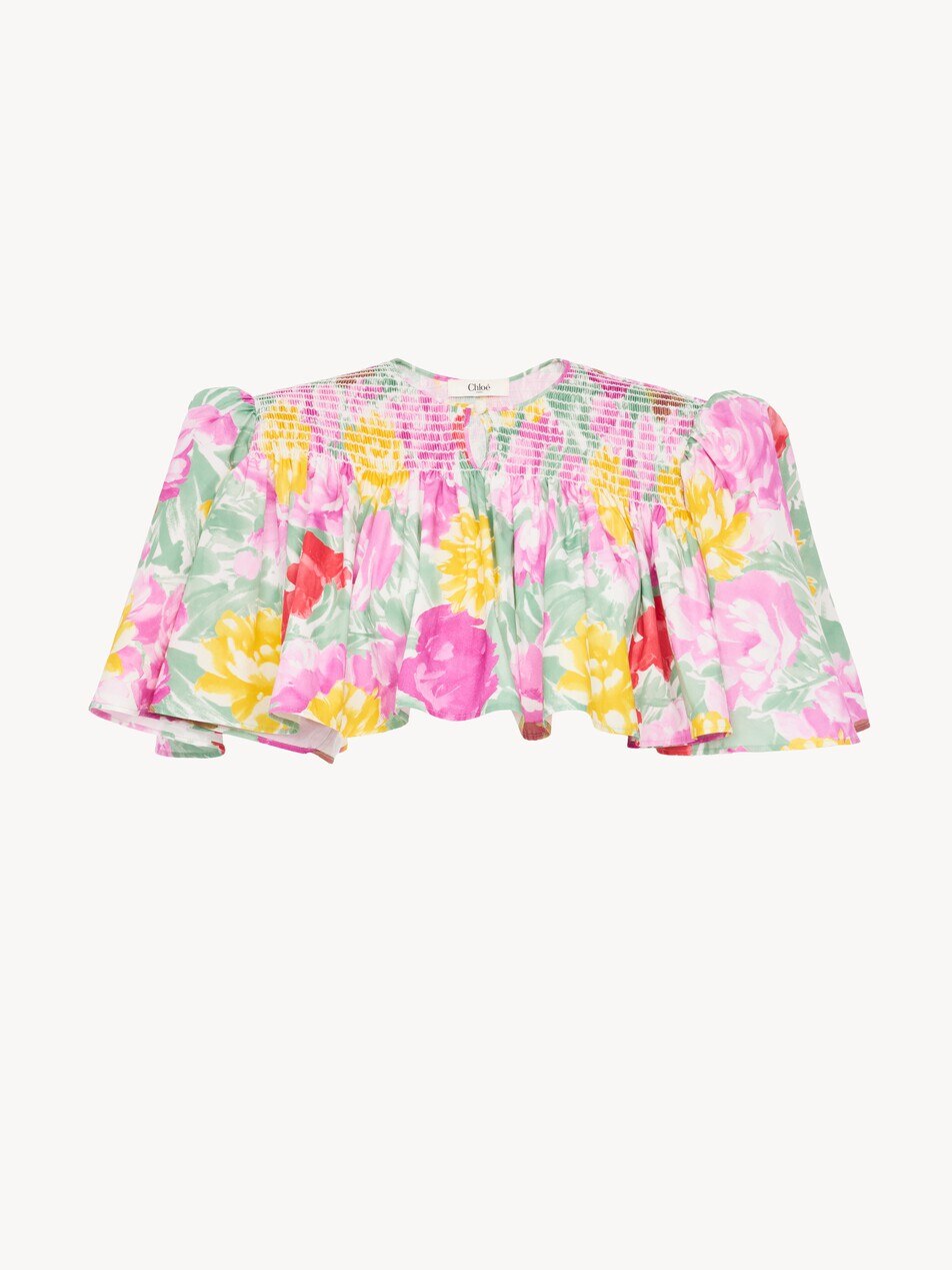 Gathered cropped top in cotton poplin - Packshot