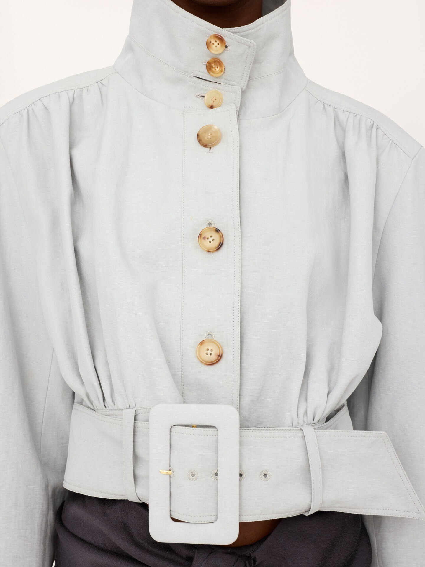 Cropped scarf jacket in a linen-cotton mix - 3.0