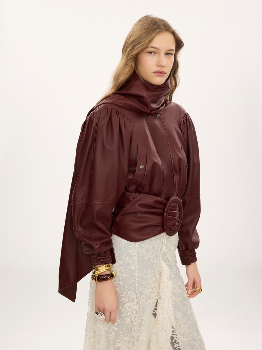 Cropped-Schaljacke aus Leder - 8