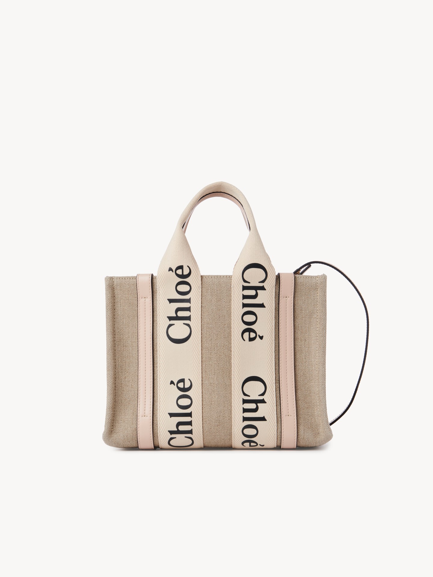 Small Woody tote bag in linen - 1.0