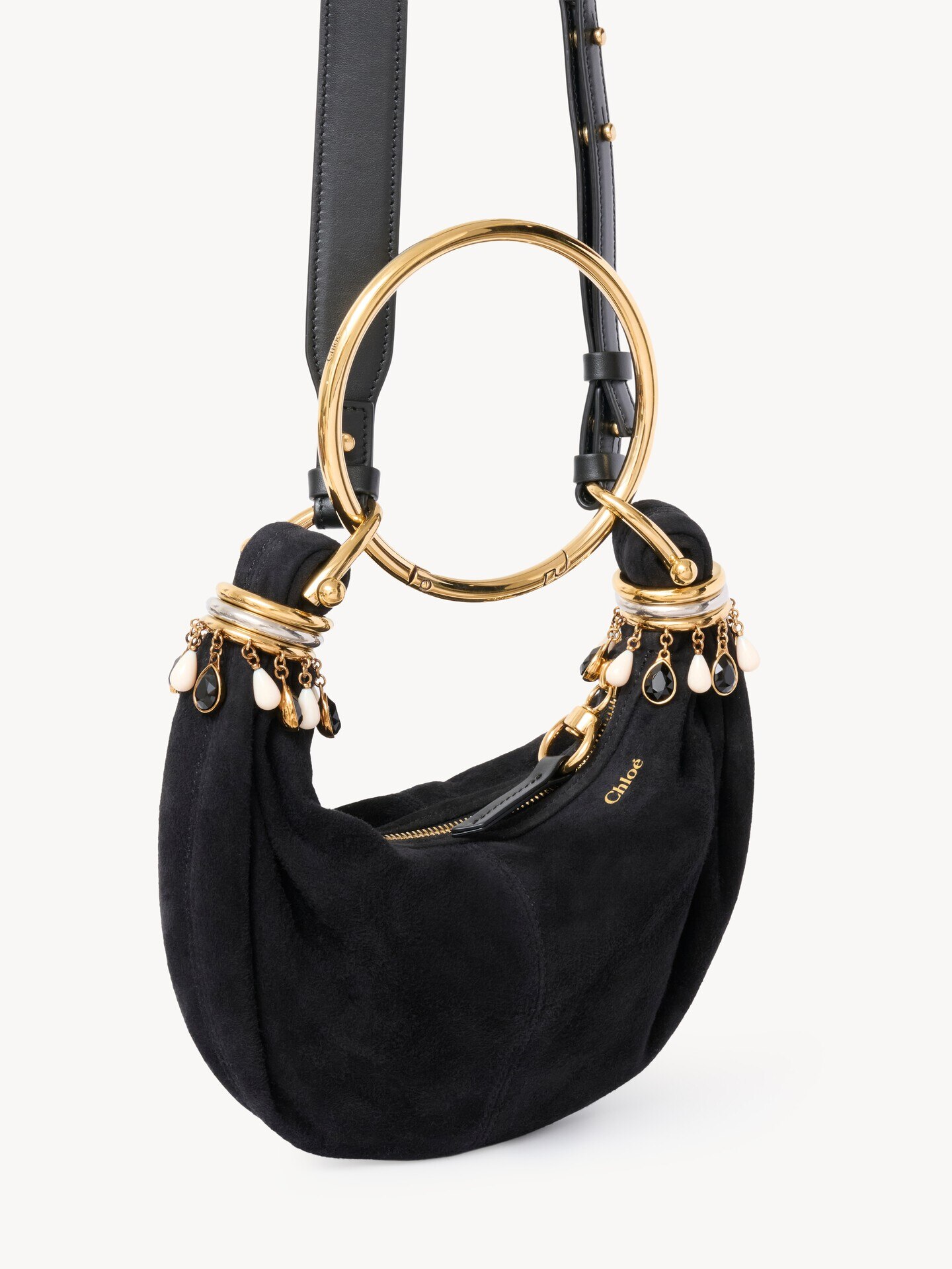 Mini Beaded Bracelet Hobo bag in suede leather - 2.0