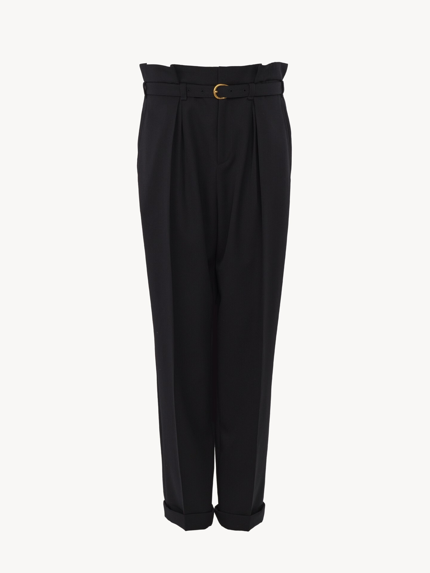 High-rise wide-leg pants in wool grain de poudre - 2