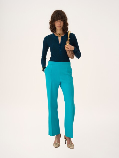 Pull henley en maille de laine m&eacute;rinos