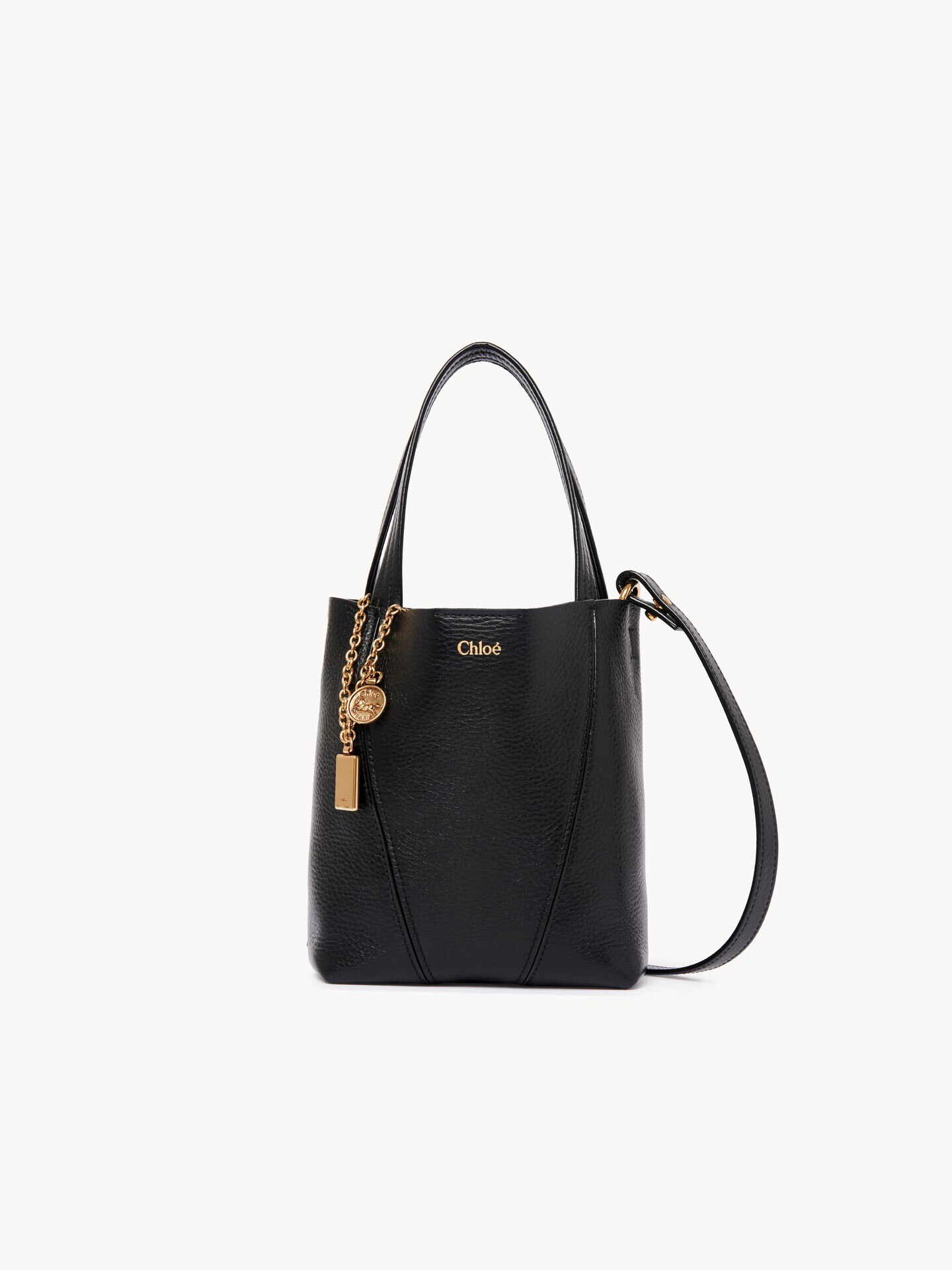 Bolso tote peque&ntilde;o Chlo&eacute; Spin de cuero granulado - 1