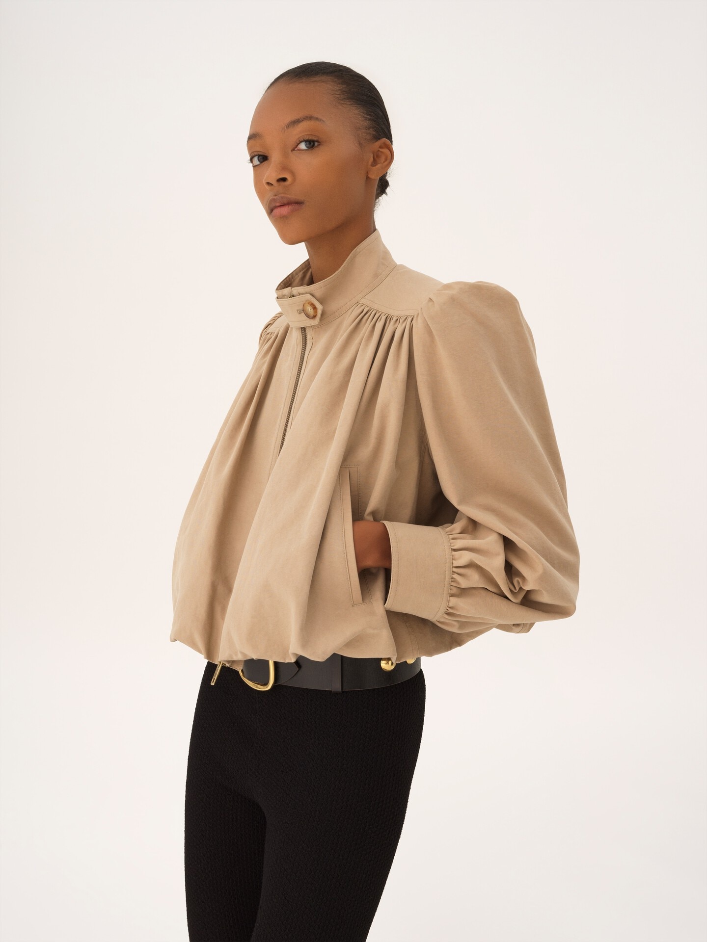 Geraffte Boule-Jacke aus Baumwollcanvas - 8