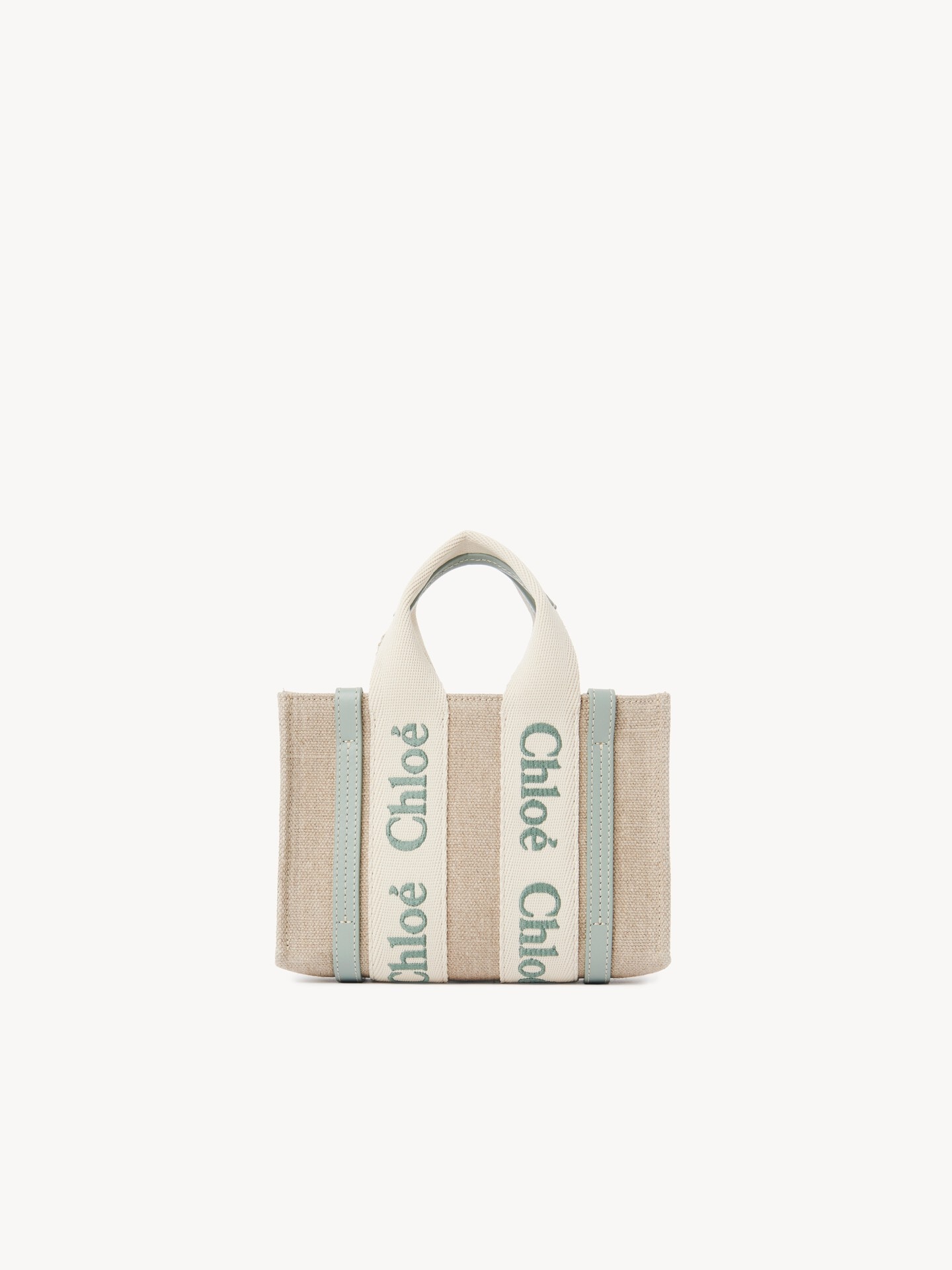 Mini Woody tote bag in linen & leather - 5