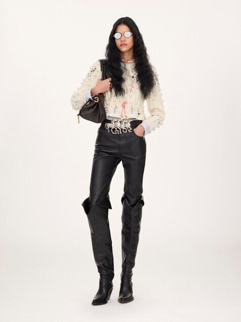 Cropped fitted cardigan in a wool knit