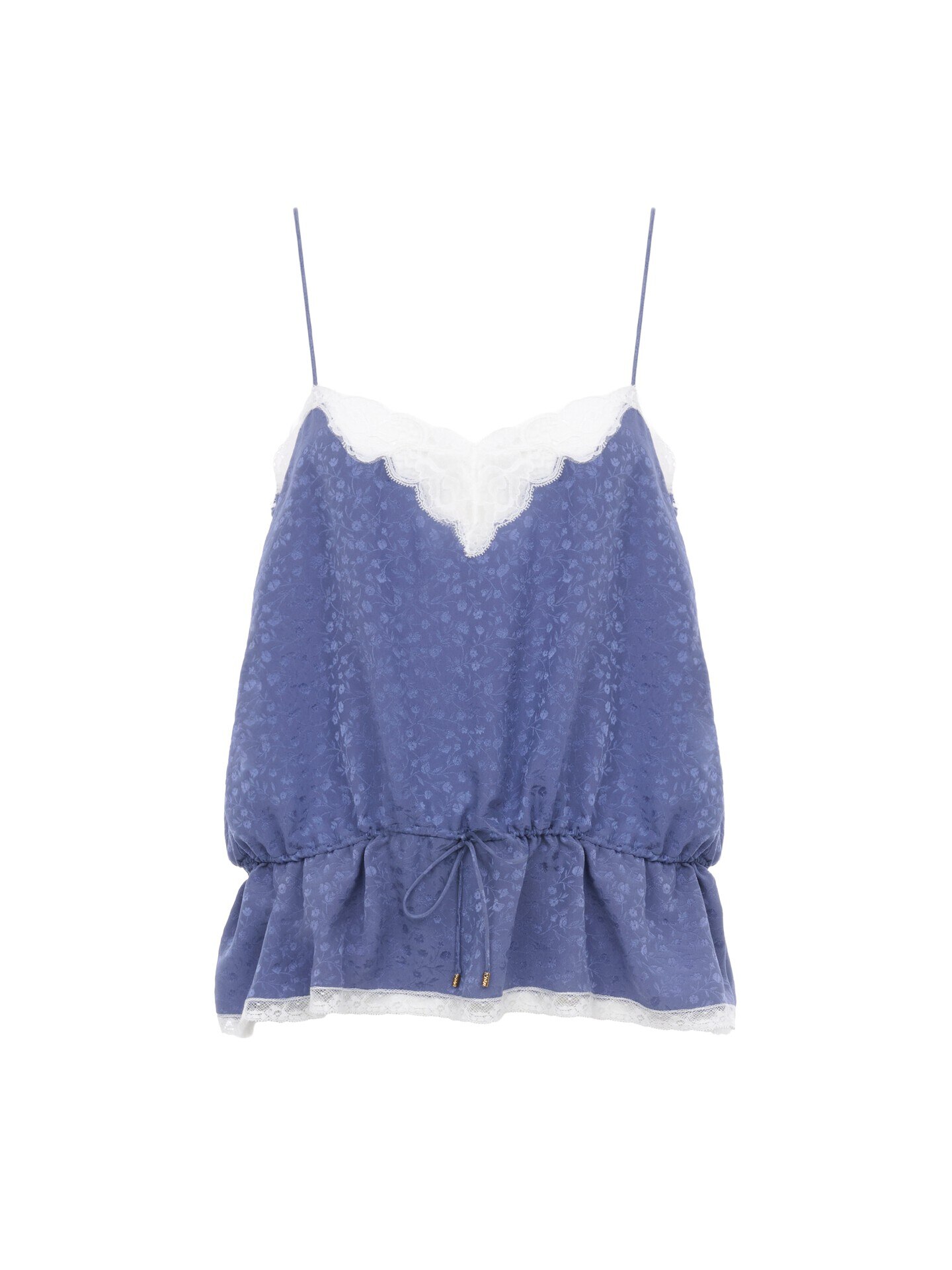 Camisole top in silk jacquard & lace Blue - Chloé