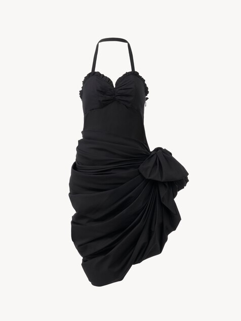 Wrapped halterneck dress in cotton poplin