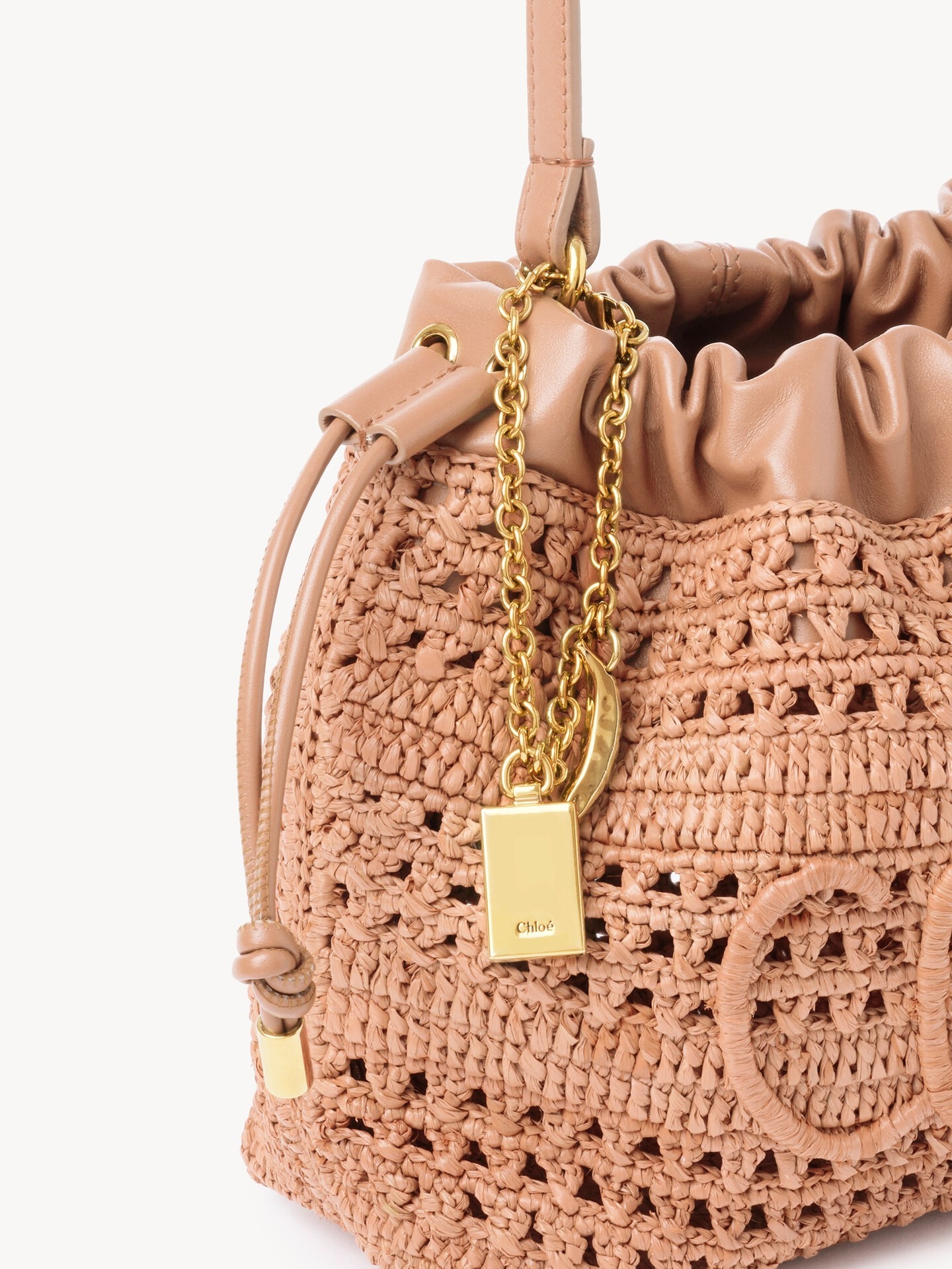 Mini Summer Banana drawstring shoulder bag in raffia - 7
