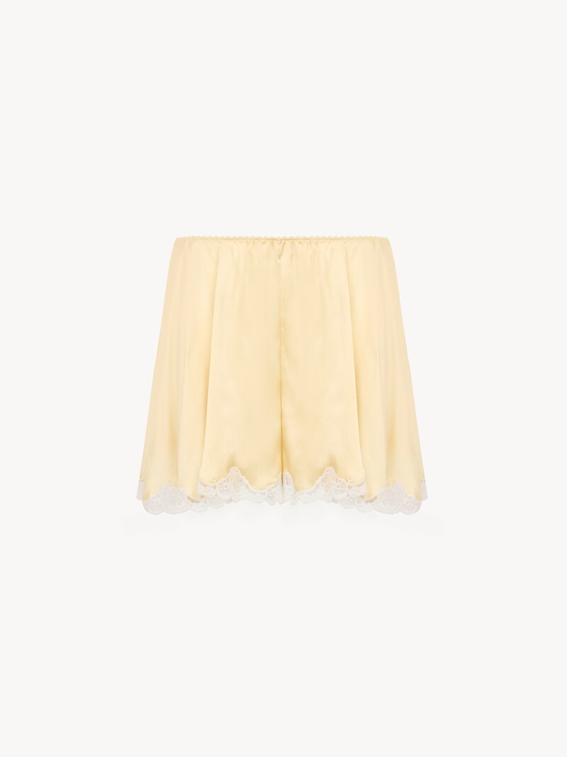 Fluid shorts in washed silk satin & lace by Chloé