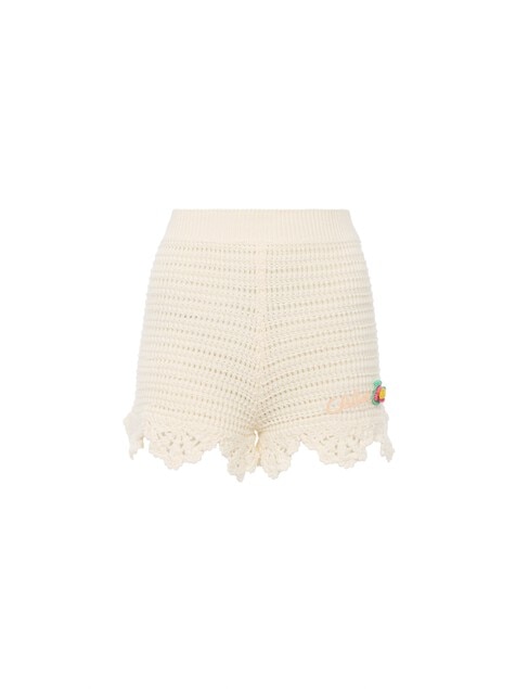 High-waisted logo mini shorts in crochet knit