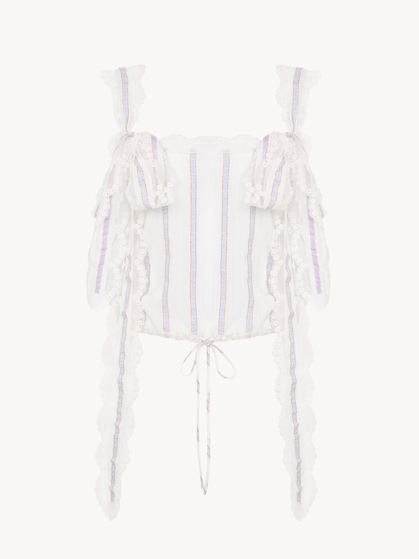 Cropped top in silk lurex jacquard & lace - 2.0