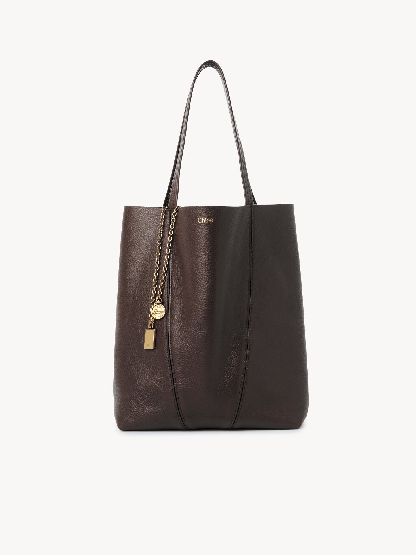 Chloé Spin tote bag in grained leather Kohl Brown - Chloé