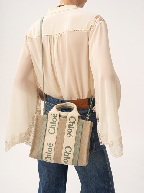 Kleine Woody Tote Bag aus Leinen