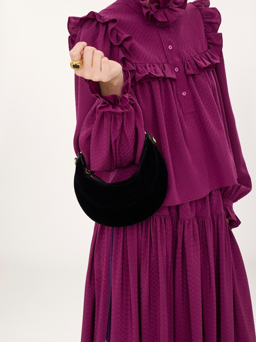 Small Chain Horse shoulder bag in velvet - 4
