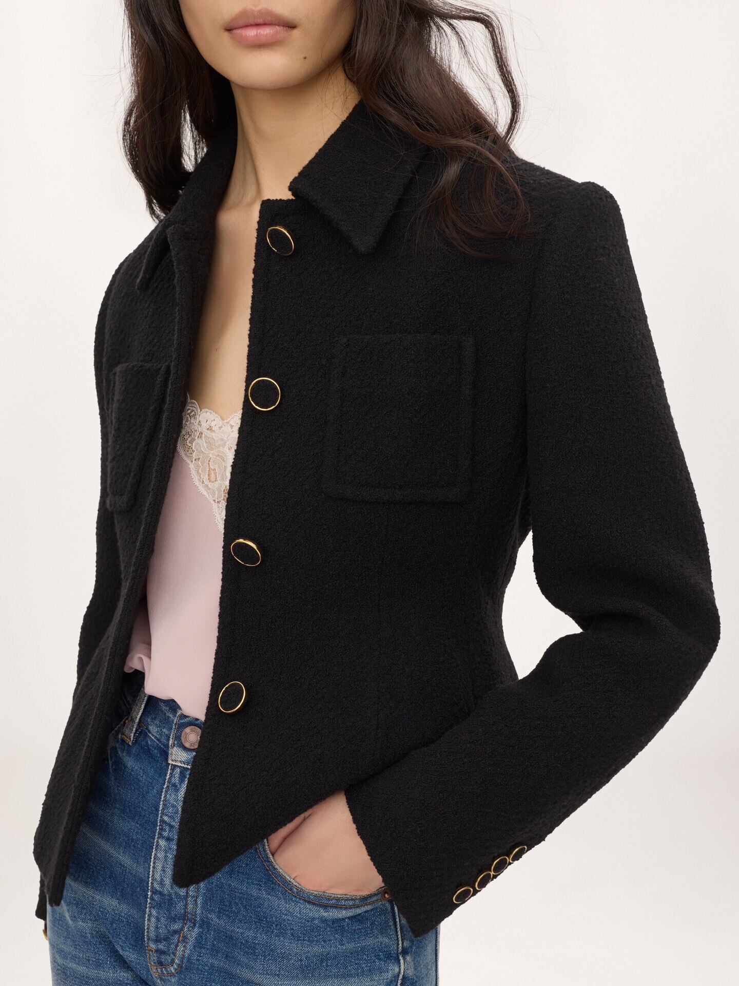 Fitted tailored jacket in wool bouclette - 5.0