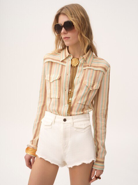 High-rise mini shorts in denim