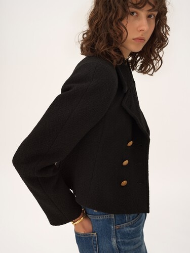Zweireihige Cropped-Jacke aus Wollbouclette - 6