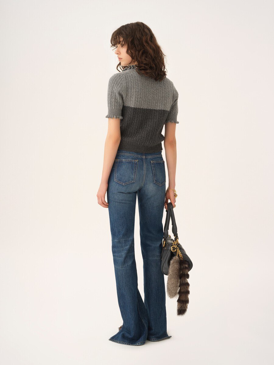 Pull polo manches courtes en maille de laine et cachemire - 5