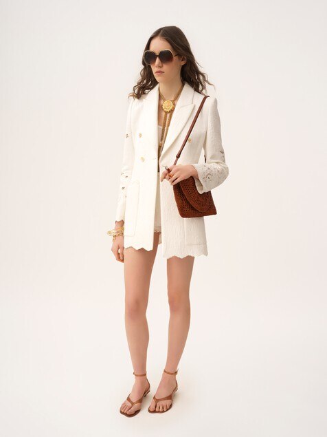 Double-breasted tailored jacket in a cotton mix