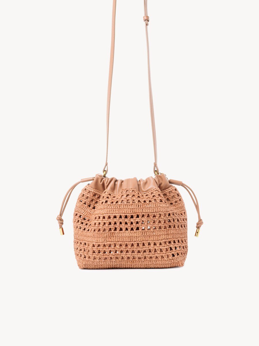 Mini sac &agrave; coulisse port&eacute; &eacute;paule Summer Banana en raphia - 5