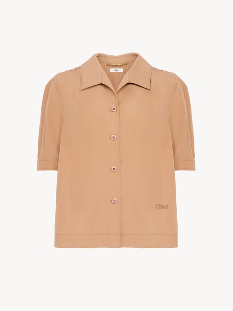 Short-sleeve shirt in cotton poplin