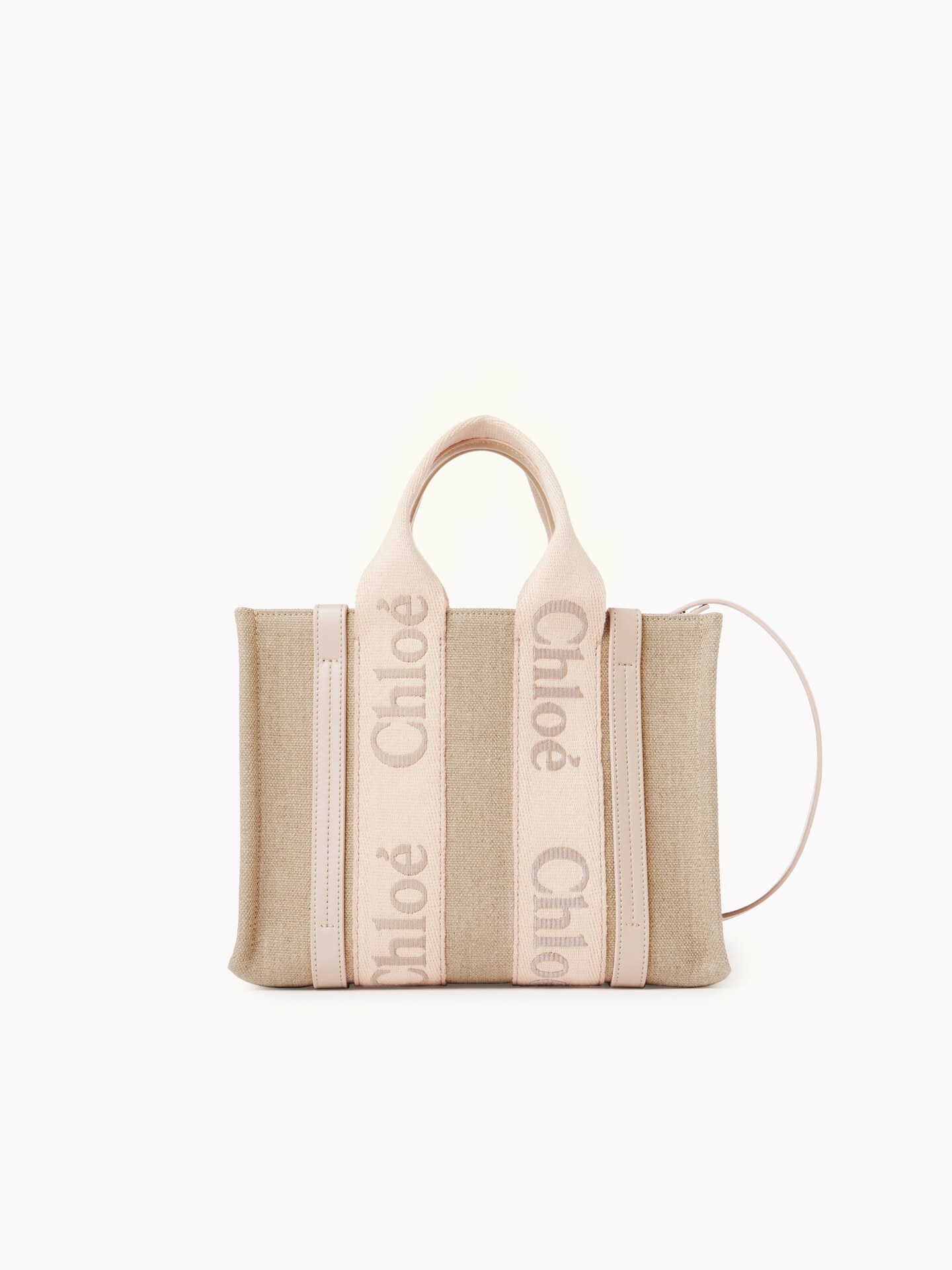 Small Woody tote bag in linen - 2