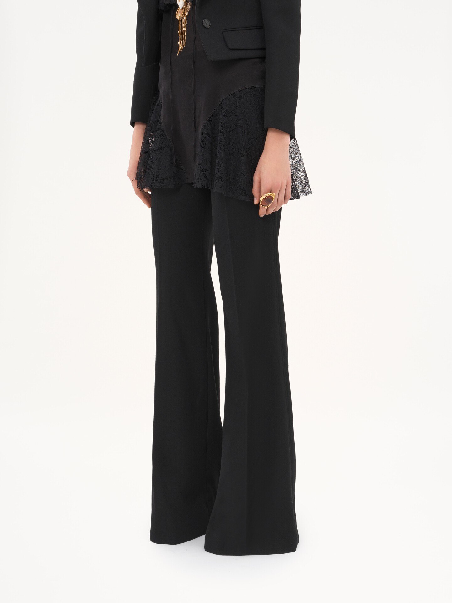 Flared tailored trousers in wool gabardine - 5