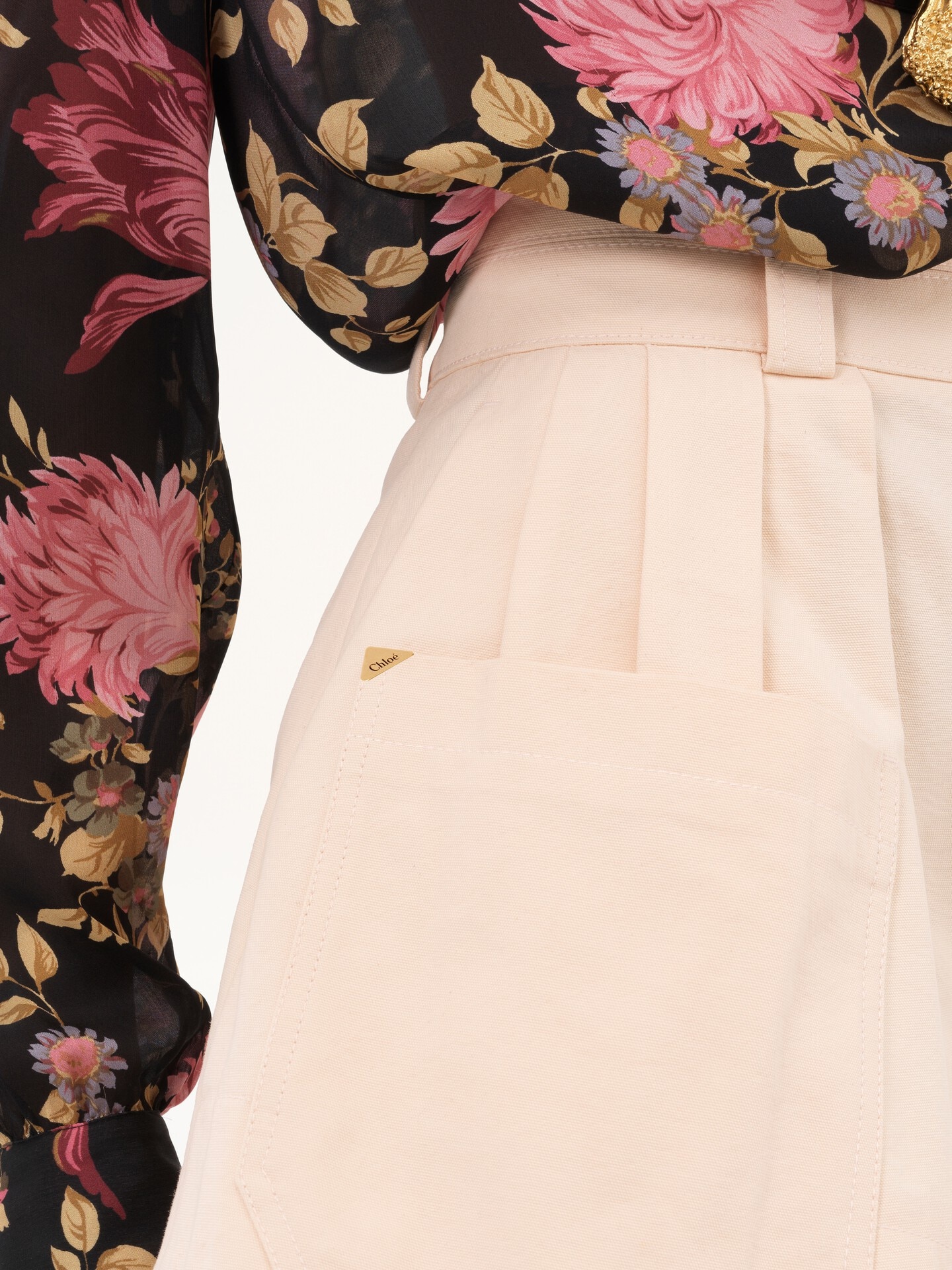 Mini-short taille haute en toile de coton - 6