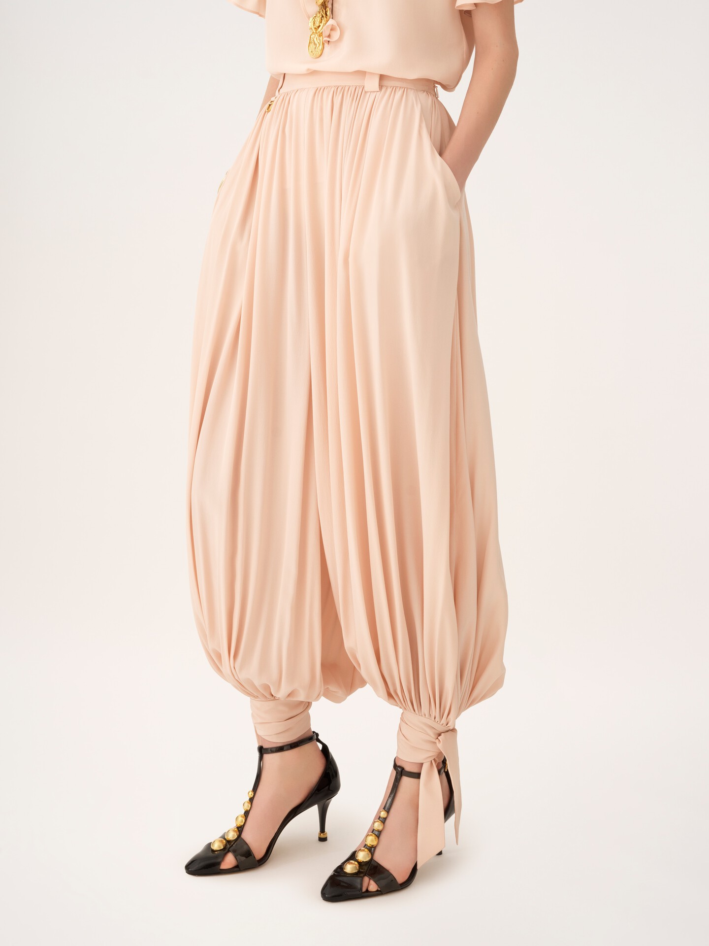 Fluid cropped trousers in silk - 3.0