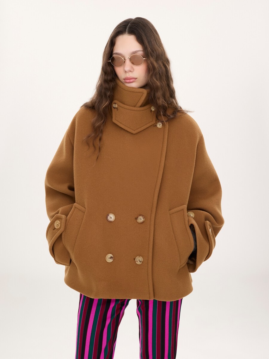 Oversized short coat in wool - 6