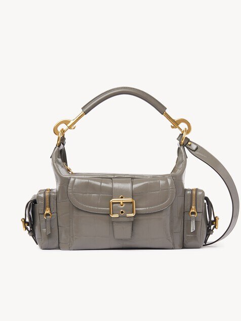 Camera bag in croco-effect leather