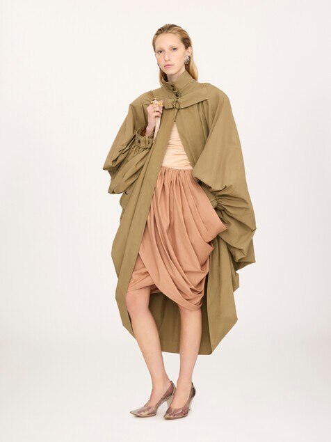 Hochgeschlossenes Oversized-Cape aus Baumwollpopeline
